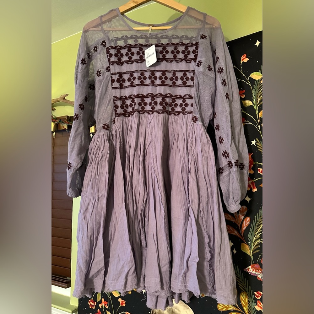 Free People “need me embroidered mini dress”